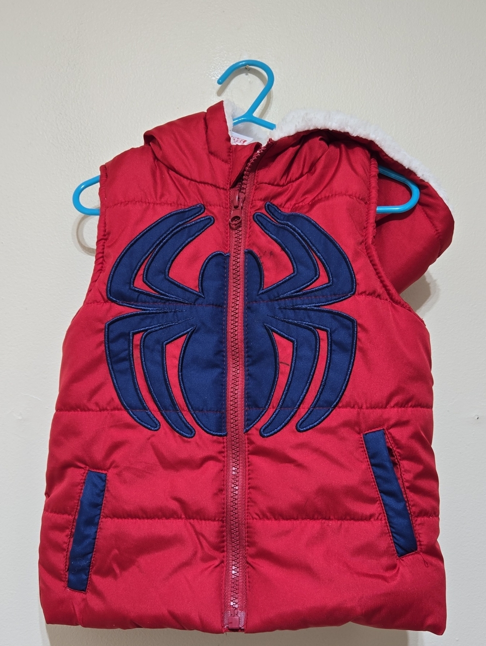 Marvel Red Spider Puffer Vest Hoodie for Kids